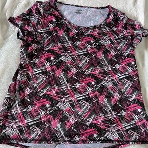 Exertek Pink and Black Abstract Short Sleeve Tee